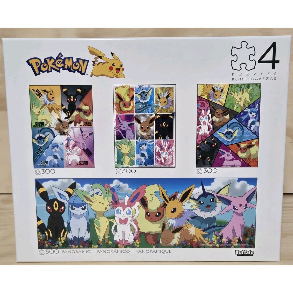 Pokémon 4-in-1 Jigsaw Puzzle Evee Montage Multipack 2023 Buffalo Game New HTF